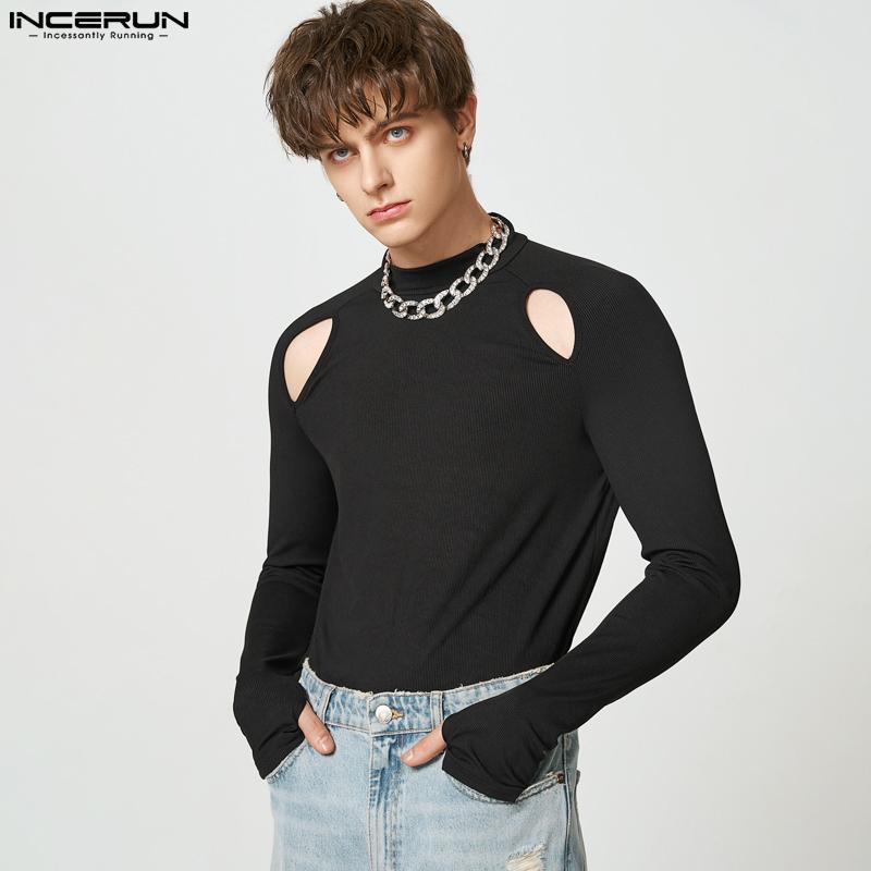 

INCERUN Весна Осень Мужские полые топы для вечеринок Slim Fit