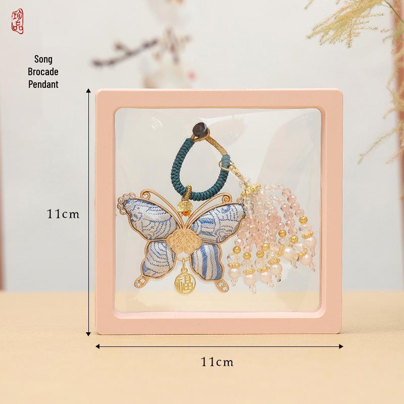 Crystal Tassel Horse Pendant Sachet: Cultural Brocade Keychain Gift