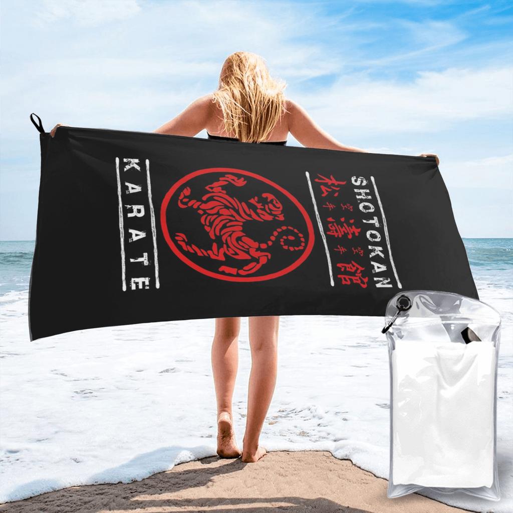 Shotokan Karate white text Beach Towel Soft Microfiber Quick Dry Absorbent Quick Towels For Bath