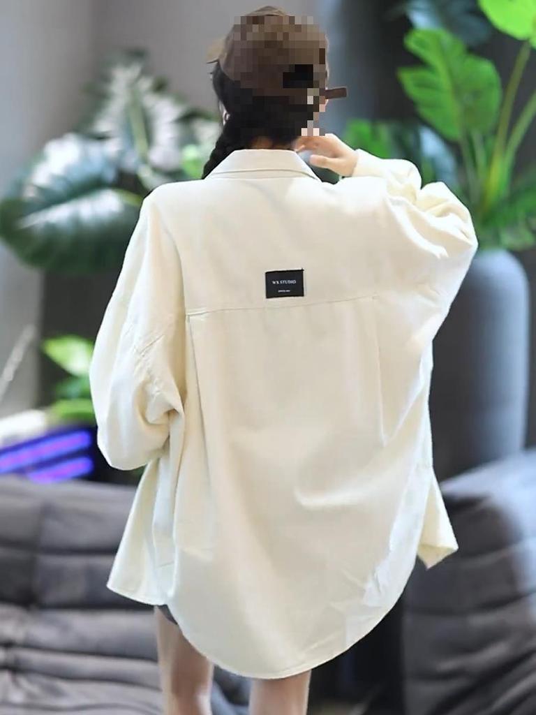 Women's Korean-Style Loose Mid-Length Denim Jacket - Casual, Petite, Versatile Shirt for Spring and Autumn 2025 Fashion