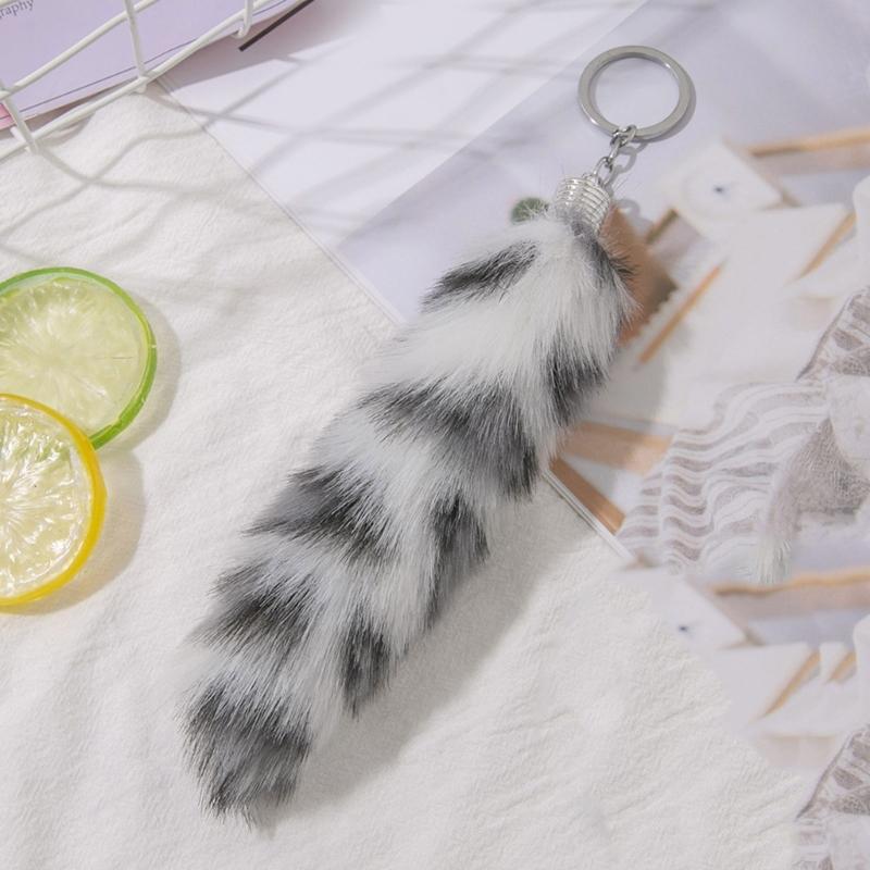 5.9Inch Long Tail Keychain for Key Holder Plush Tail Charm Key Holder Keyring Pendant Decorations Purse Bag Charm