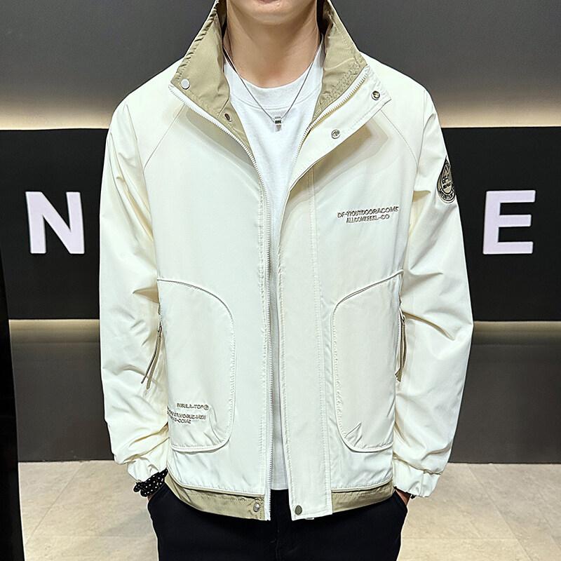 Spring and Autumn Men's New Stand-Link Jacket Jacket Youth Trendy All-Match Fashion Jacket Casual Loose Top