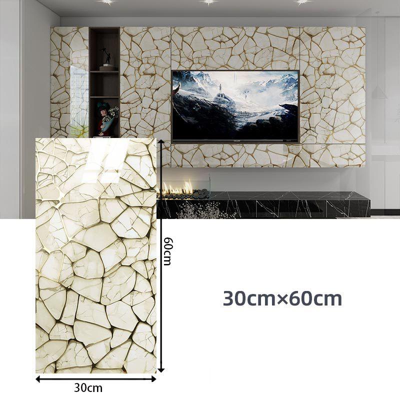 60*30cm Thickened Gold Foil Self-Adhesive Tile Sticker, Faux Ceramic Tile Wallpaper Waterproof  Wallsticker Kitchen & Living Room Decor