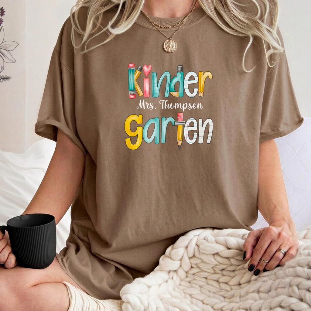 Comfort Colors® Custom Kindergarten Teacher Shirt, Teaching Shirt, Personalizable Kindergarten Shirt, Custom Teaching Shirts