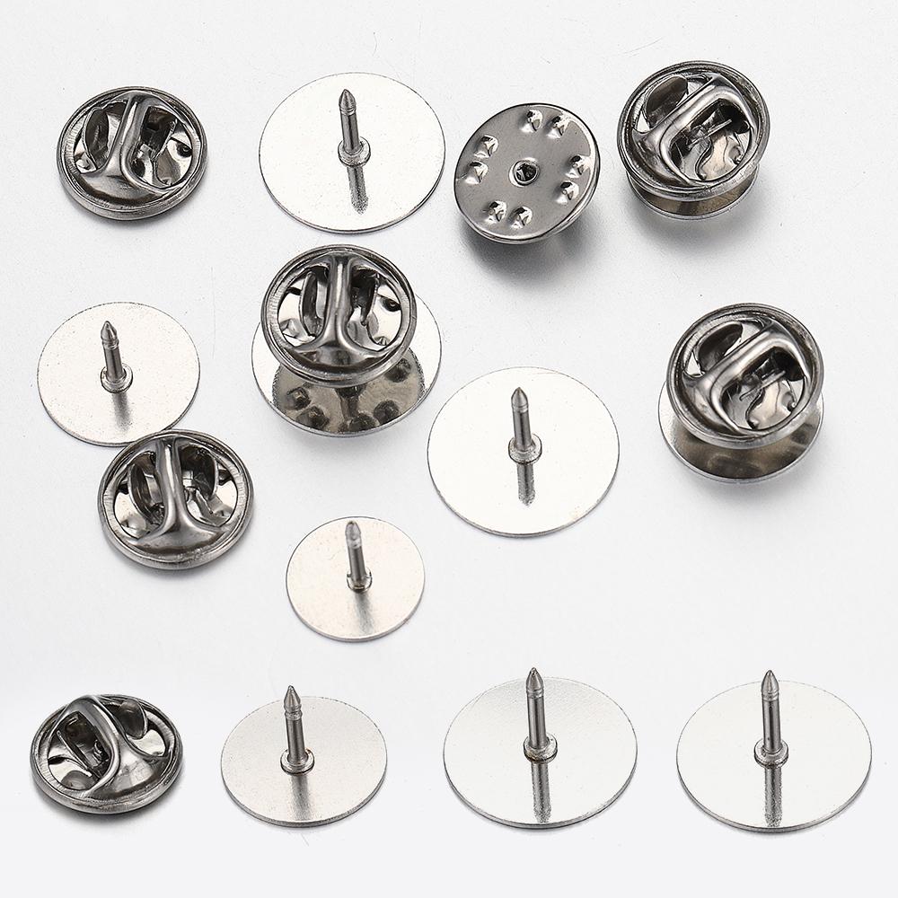 10pcs Stainless Steel Brooch Pin Base 10-14mm Cabochon Base Cufflink Settings Butterfly Tie Tack Pins Backs Jewelry Making DIY