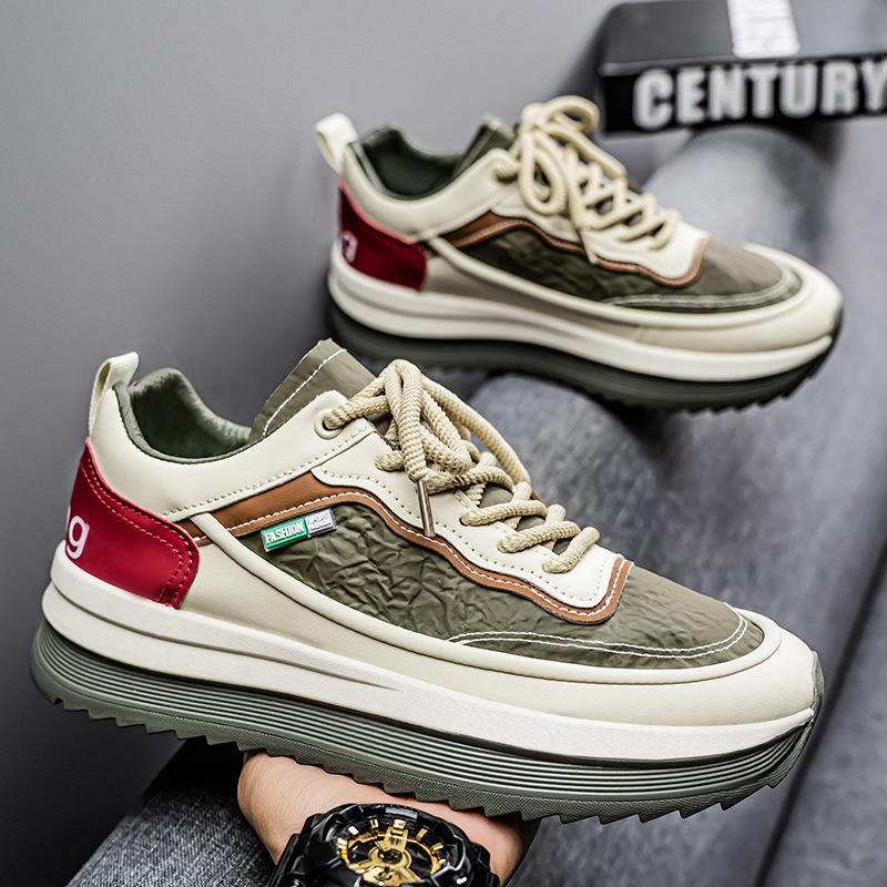 Platform travel men's shoes summer black waterproof leather work labor insurance shoes men's running non-slip sports dad shoes