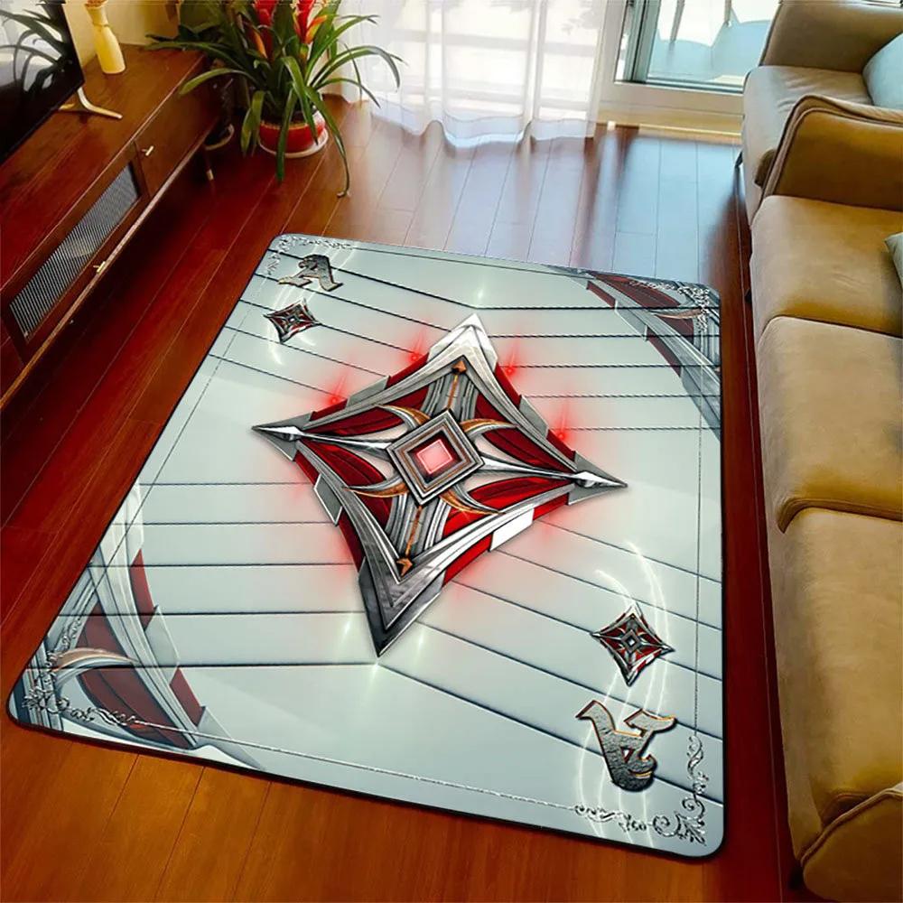 Moderne Malerei Pik Karte Poker Teppich Wohnzimmer Teppich Heimdeko Flur Fußmatte Rutschfest Küche Badezimmer Schlafzimmer Bodenmatte