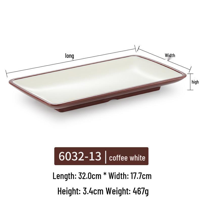Melamine Rectangular Plate for BBQ & Side Dishes - Imitation Porcelain Tableware