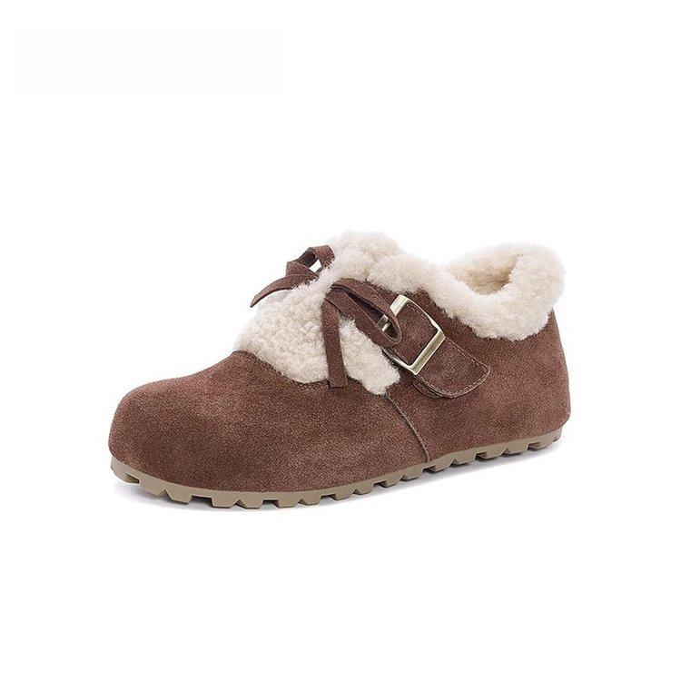 

Versatile Boken cotton shoes for women s 2025 new autumn and winter piled and thickened Doudou cotton shoes with one foot on warm snow boots 40 темно-коричневого