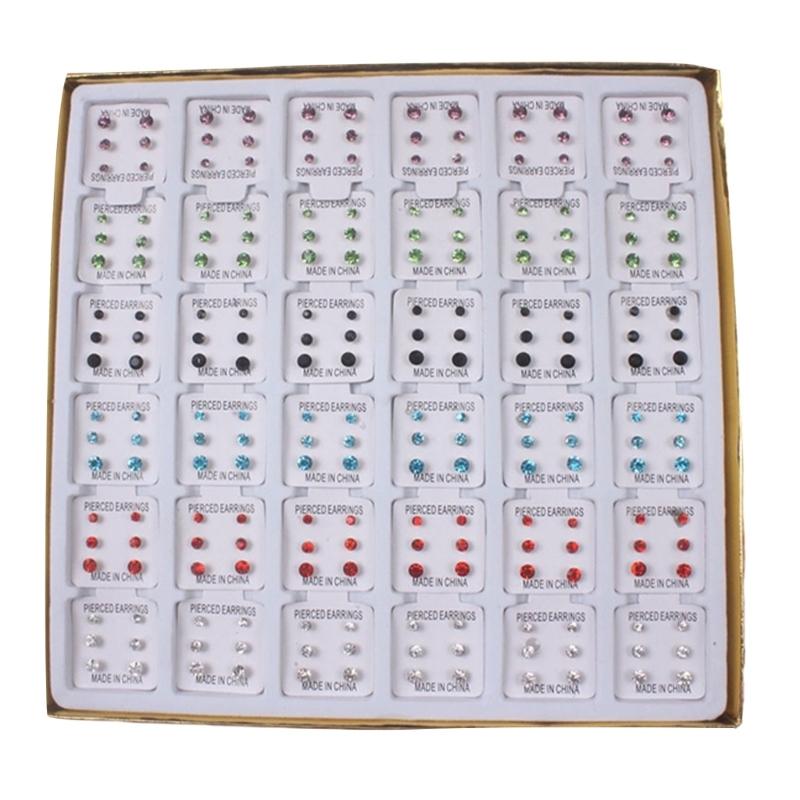 

108 пар серег-гвоздиков Модные украшения для ушей Простые серьги-гвоздики Кристальная текстура для различных случаев