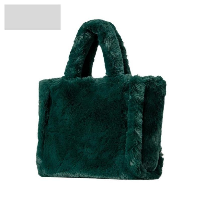 Plush Bag Simple Underarm Crossbody Solid Color Handbag Casual Tote Bag
