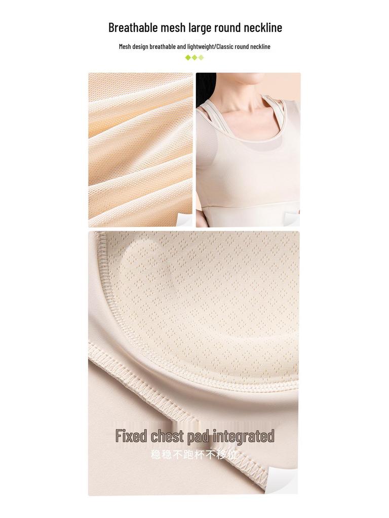 Peach Mesh Two-Piece Yoga Suit: Short Sleeve Racerback Nude Feeling Sports Top for Women