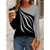 Casual Long Sleeve Tops Geometric Abstract Graphic 3D Printed T-shirts Round Neck Fall Winter Streetwear Pullover