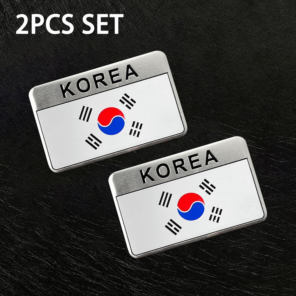 2PCS South Korea National Flag Emblem 3D Metal Aluminium Badge Motorcycle Scooter Body Garnish Stickers Moto Accessories Decals