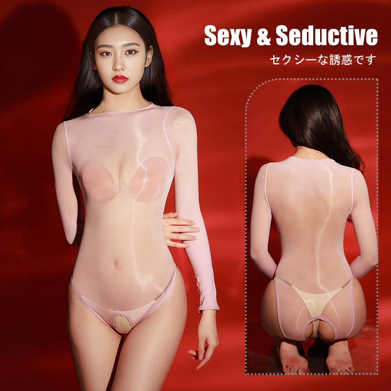 Sexy Oil Shiny Bodysuit Female See Through Leotard Open Crotch Body Stockings Glossy Jumpsuits Erotic Lingerie Sex Porn Costumes