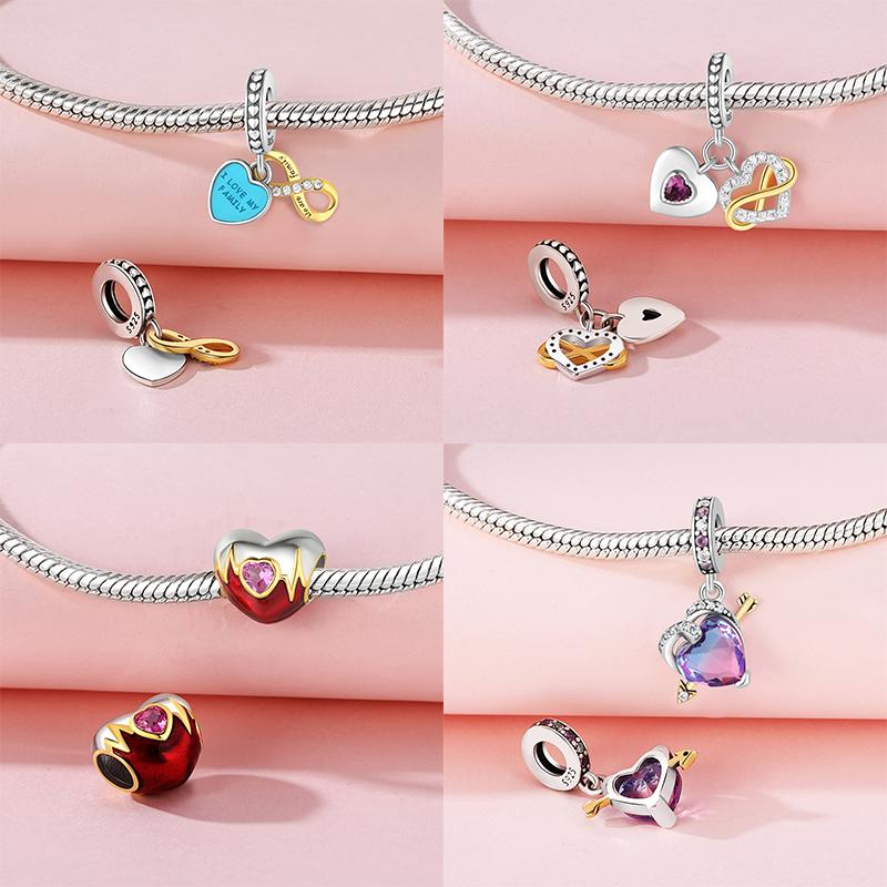 Original Charms Copper Gold Love Heart Pendant Beads Fit Bracelets Beads For Women Diy Jewelry Making Gift Fine Jewelry