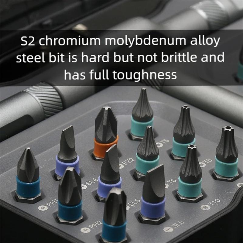 24 In 1 Magnetic Screwdriver Set Magnetic Compact and Portable Ratchet Screwdriver with Reversible High Torque Drive Handle