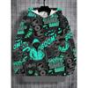 Boys' Street Style Manga Graffiti Digital Printed Hoodie, Cool Street Trendy Item