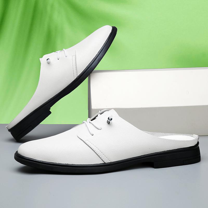 Fashion Leisure Walk Male Muller Shoes Stylish Adult Summer Half Drag Peas Leather Mens Slippers Penny Loafers Moccasins Men Lazy Flats