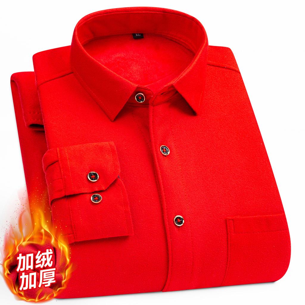 2026 Autumn Winter Men's Fashion Plaid Striped Print Shirts Double-sided Fleece Long Sleeve Thick Warm Shirts Soft Big Size 7XL