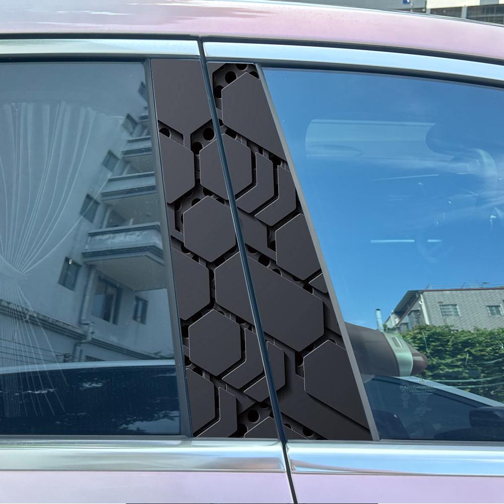 2 Stück Sechseckige Technologie-Sense Auto-Mittelpfosten-Aufkleber B-Säule Tür B-Säulen-Aufkleber Mittelpfosten Schutzfolie Aufkleber