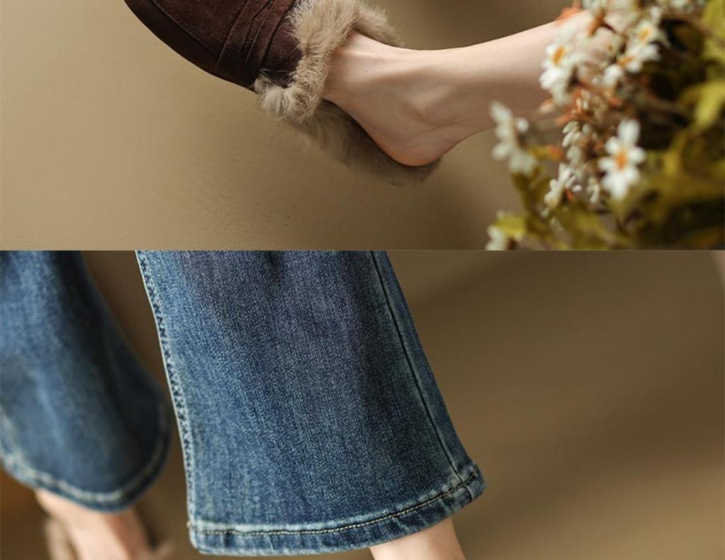 Women's 2025 Autumn/Winter Flat Suede Velvet Furry Mule Slippers