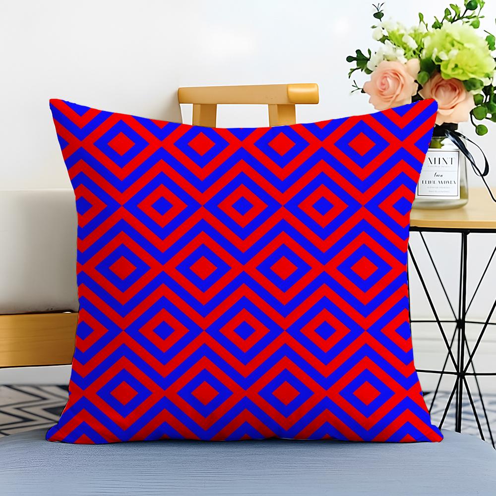 Casual Fashion Colorful Geometric Continuous Art Cushion Cover Washable Linen Pillowcase Soft for Sofa Bed Cozy Home Room Decor