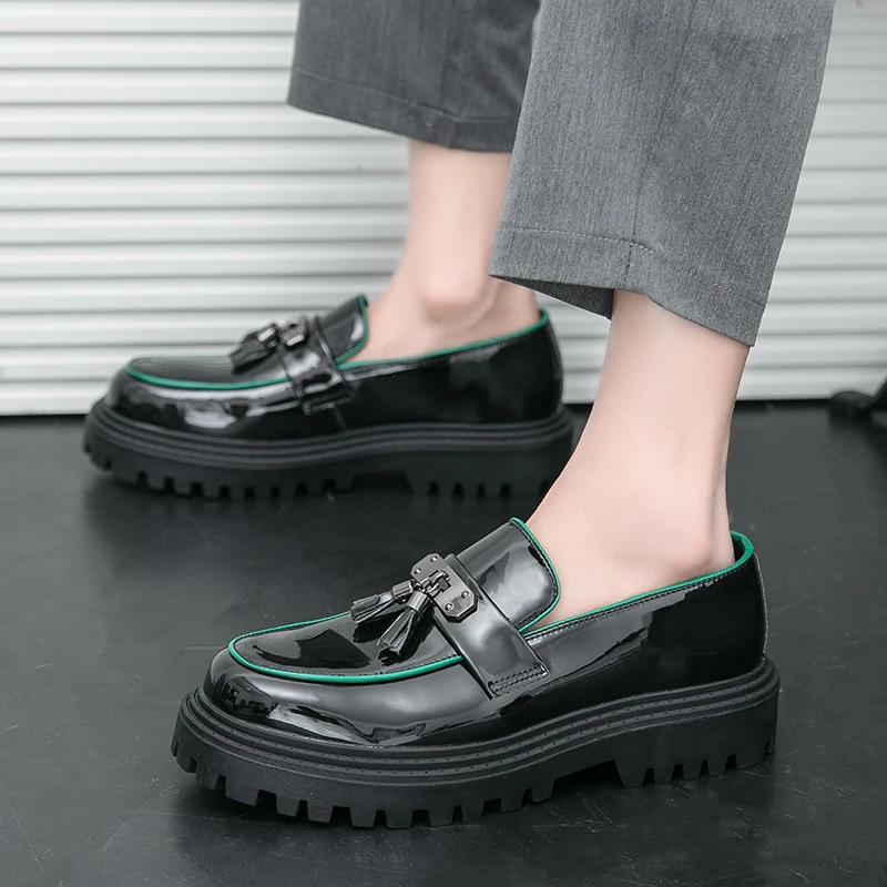 Fashion Spring Hot Selling Men's Thick Soled Loafers Fashion Tassel Design Men's Leather Casual Shoes Fashion Business Formal Shoes