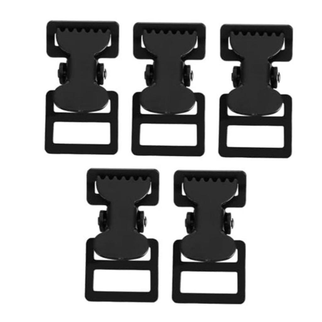 5pcs Strap Buckles Replacement Heavy Duty Metal Webbing Clip for Backpack Luggage Pet Collar DIY Inner 38mm Black