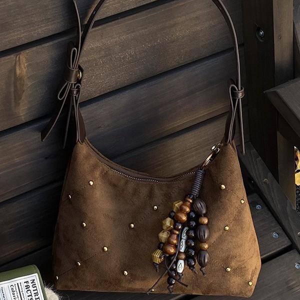 Rivets Faux Suede Women's Hobos Shoulder Bags Metal Decorati Ladies Crossbody Bag Casual Solid Color Female Underarm Bag