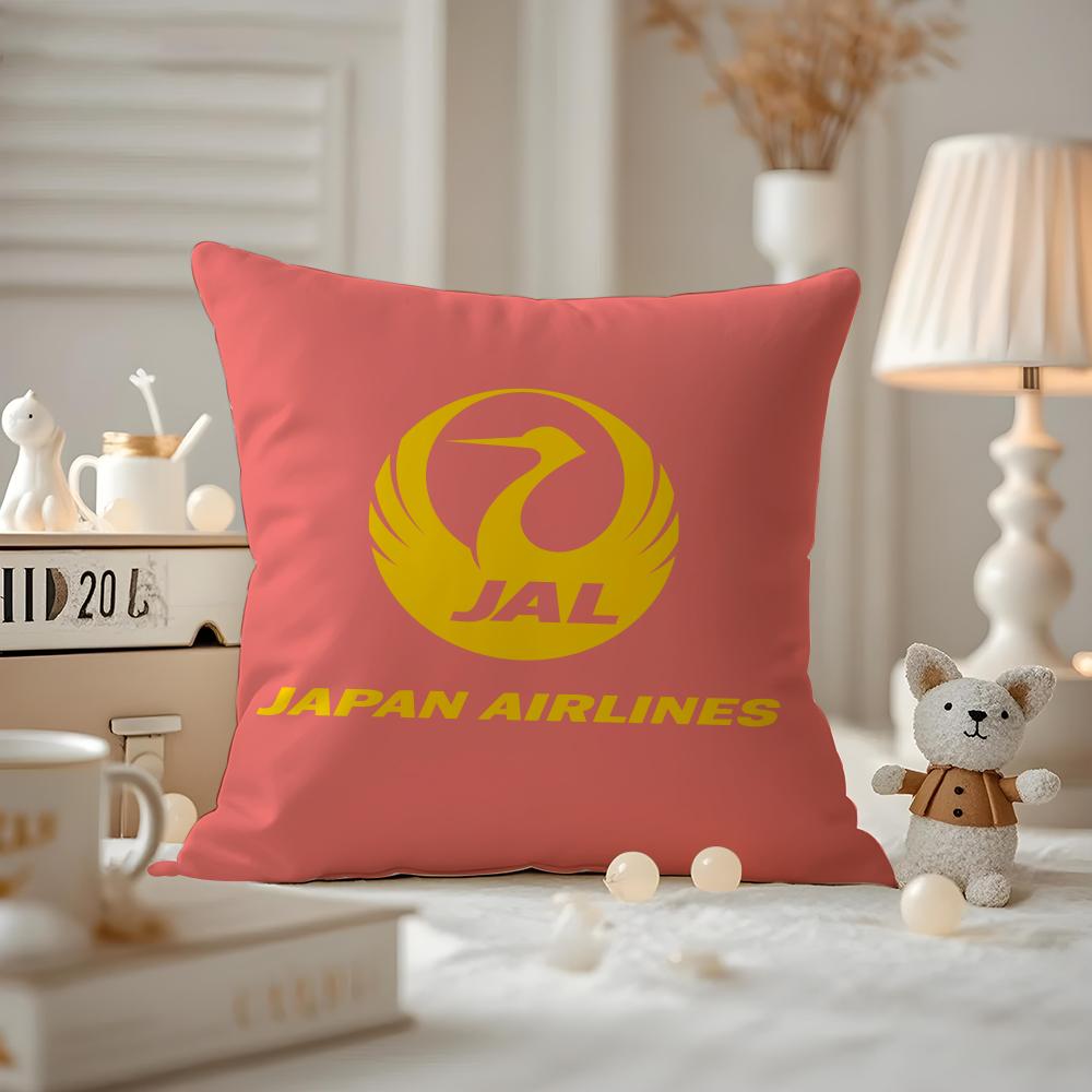 Japan Airlines Cushion Cover Anti-dustmite Pillowcase Invisible Zipper Silky Short Plush Sofa Cushion Cover