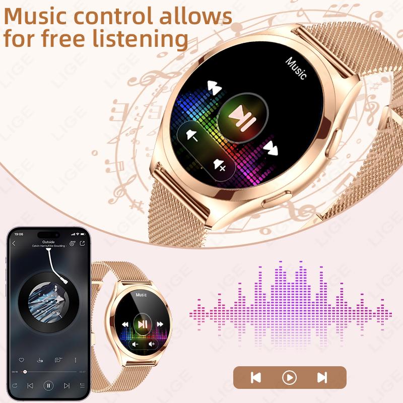 Luxury Smart Watch for Woman Health Monitoring 1.27" Bluetooth Call Custom Dial Women's Bracelet Sports Health Monitor Smartwatch Ladies Gift