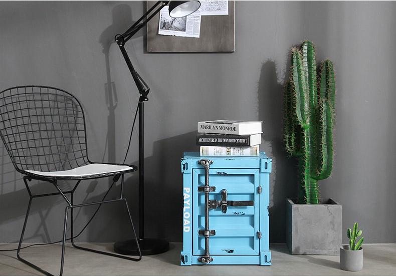 Industrial Iron Art Bedside Cabinet with Lock - Creative Storage Solution for Bedroom