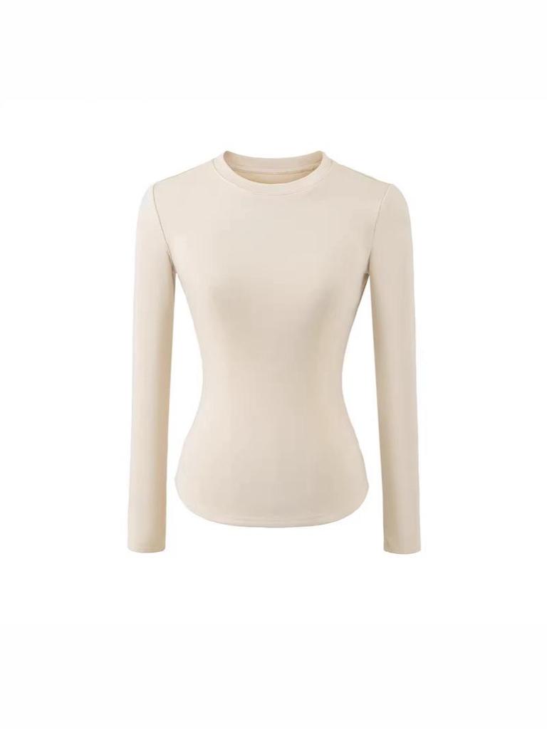 Spicy Girl Versatile Long-Sleeve Women's T-Shirt - Spring/Autumn, Comfortable Base Layer, Round Neck, Slim Fit