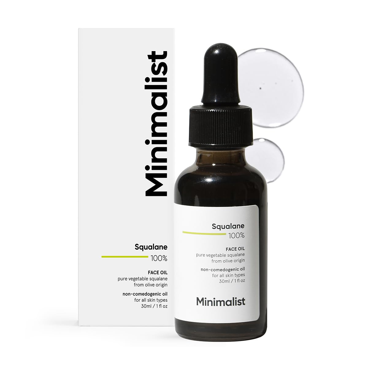 Minimalist Squalane 100% (Plant Derived) Super-Lightweight Face Oil | Improves Skin Hydration, Provides light Moisturization & Reduces Fine Lines |