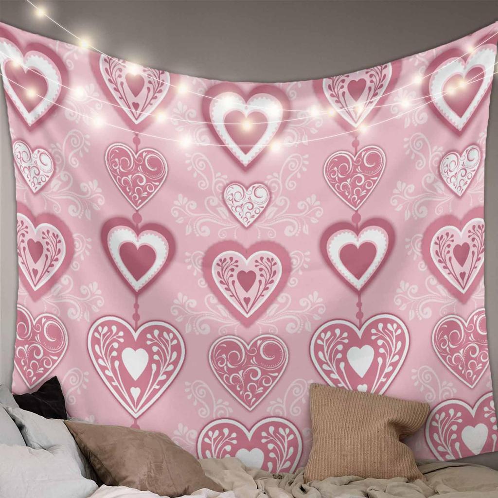 Red Love Heart Rose Flower Tapestry Romantic Sweetheart Tapestry Home Living Room Dorm Bedroom Aesthetics Decoration Tapestries