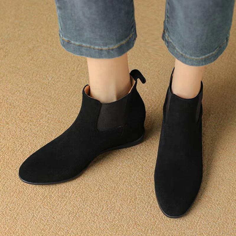 

Женские ботильоны на танкетке из замши, дизайнерская обувь для женщин, тренд 2025 года, зимние ботинки, модные зимние ботинки для ходьбы, новинка, готические женские ботинки челси 40 чёрный