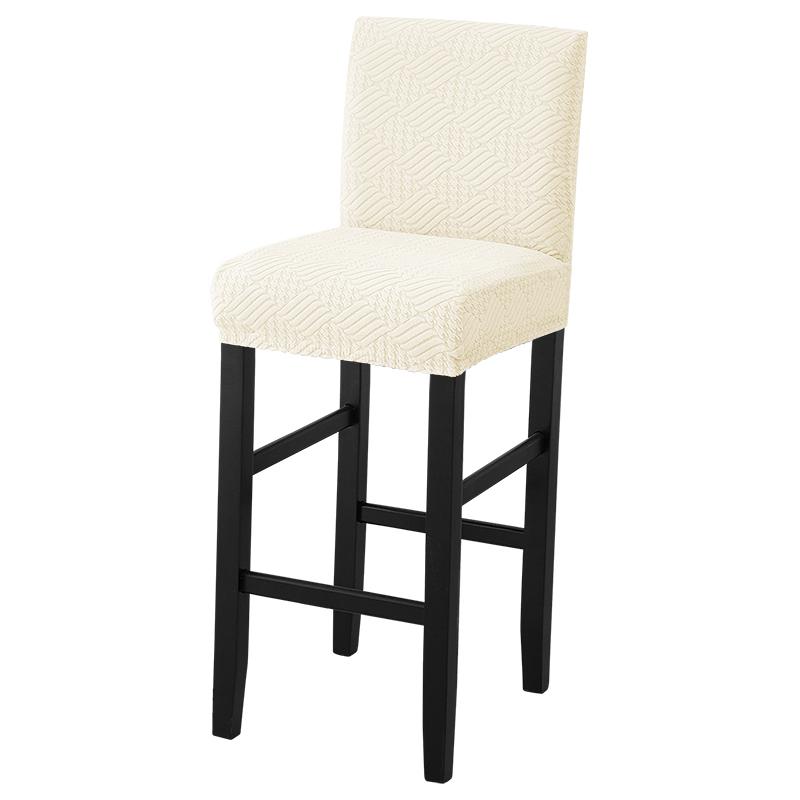 Jacquard Bar Chair Cover Short Back Scandinavian Stool Seat Covers Slipcovers Hotel Dining Small Size Solid Color Chair Case 1pc