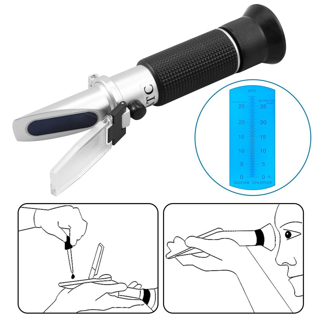AUTOUTLET Salinity Meter, Refractometer, Salinity Test Kit with Automatic Temperature Compensation (ATC), 0-28% Salinity Measurement (Japanese Instruc