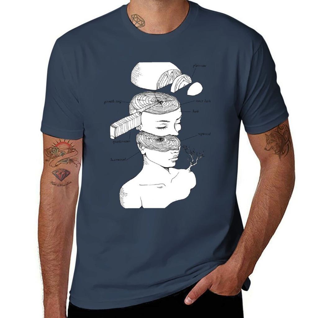 HuUnisex Wood TShirt Fashion Letter Print TShirt