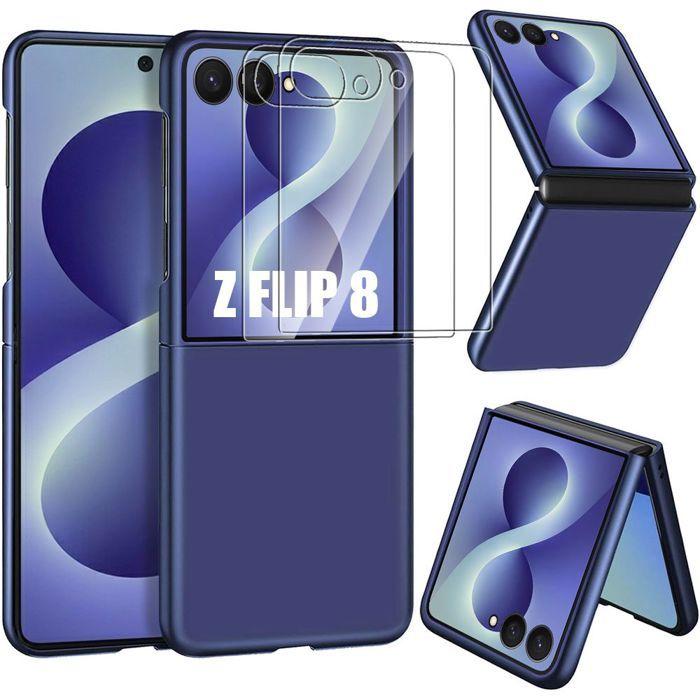Case for Samsung Galaxy Z Flip 8, Rigid Scratch-Resistant Shockproof Navy Blue - 2 Tempered Glasses