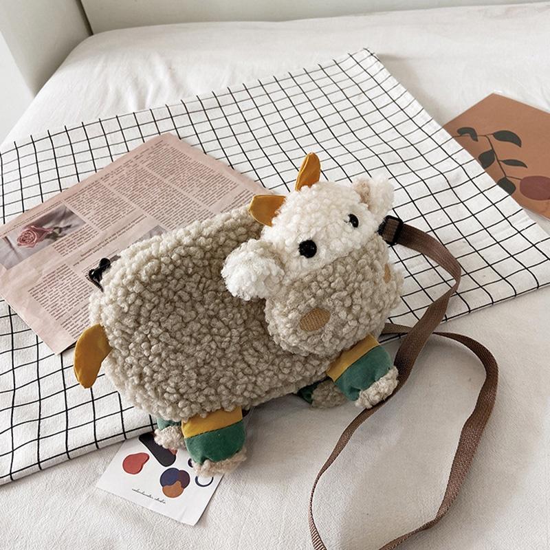 New Ins Cartoon Lamb Plush Shoulder Bag For Women