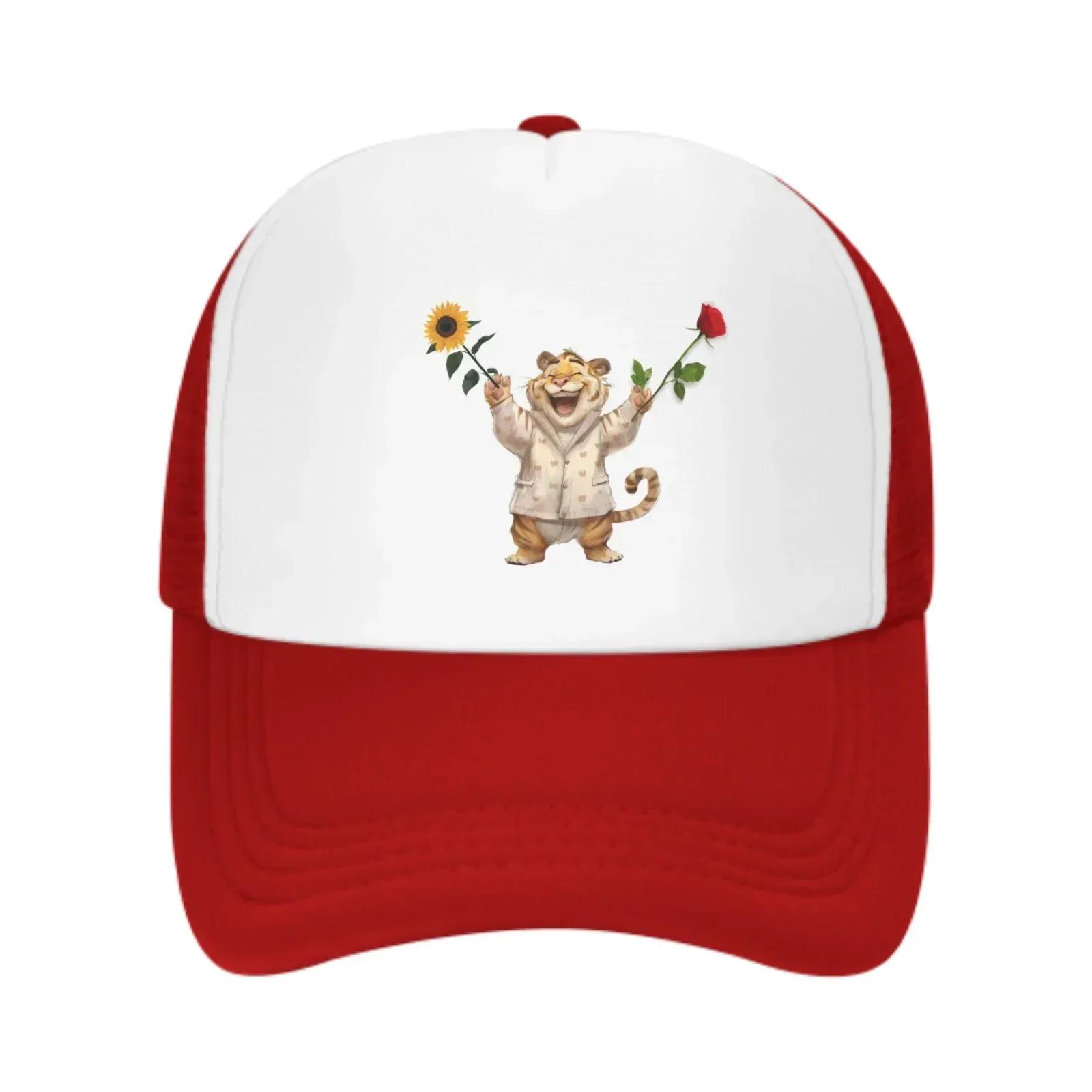

Happy Tiger Baseball Caps Fashion Trucker Hat Unisex Mesh Caps for Women Unisex Outdoor Leisure Travel Neutral Sun Hat One Size