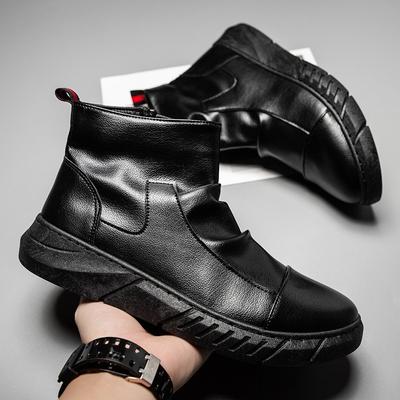 New High-top Men's Shoes Winter Velvet Warm Work Cotton Shoes Black Men's Casual Martin Boots