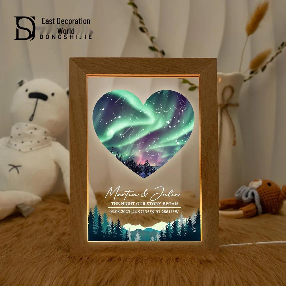 Heart Starry Sky LED Photo Frame: Custom Anniversary & Valentine's Day Gift