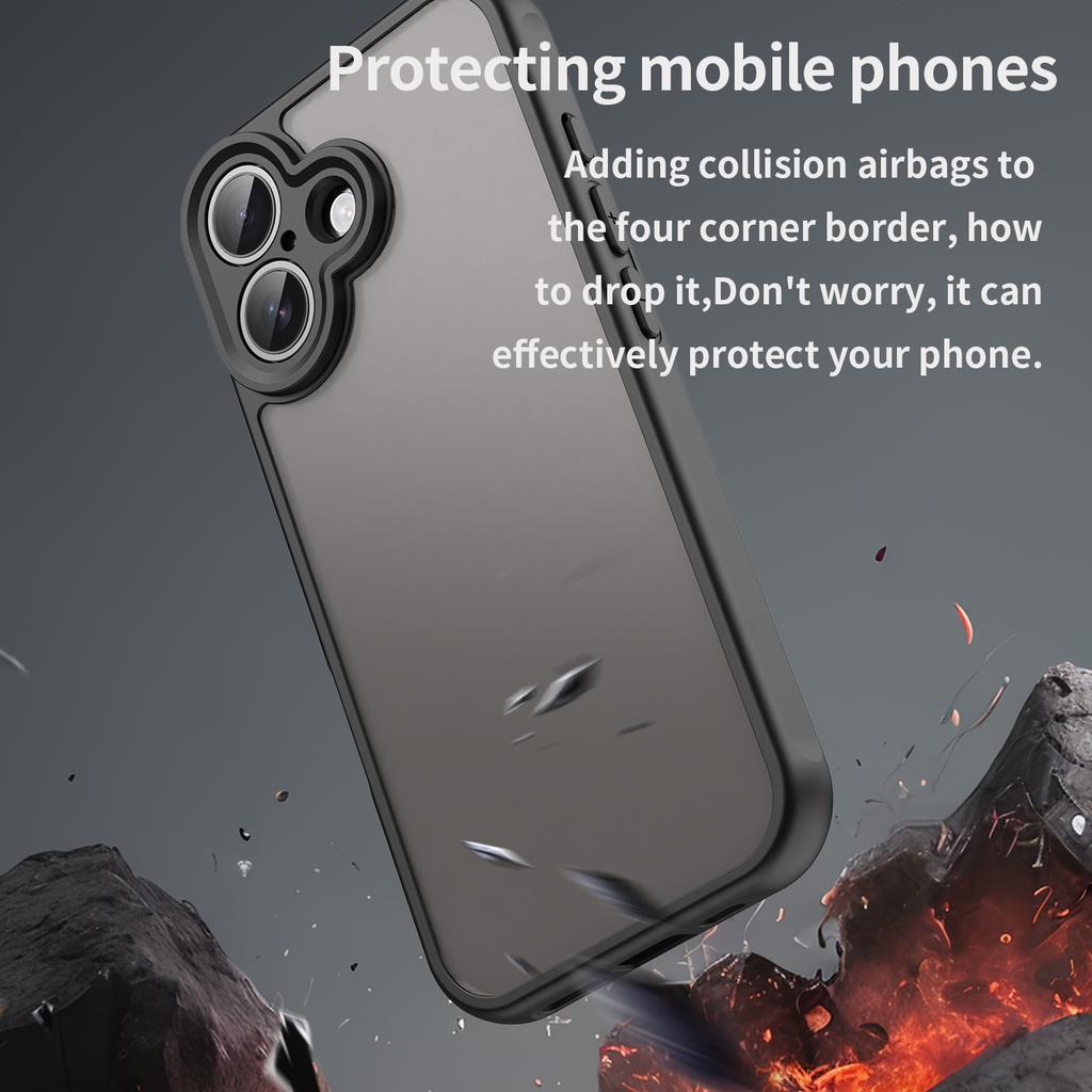 WANLONFENG FD Series For iPhone 17 Case with Screen Film,Skin Touch TPU PC Phone Back Cover