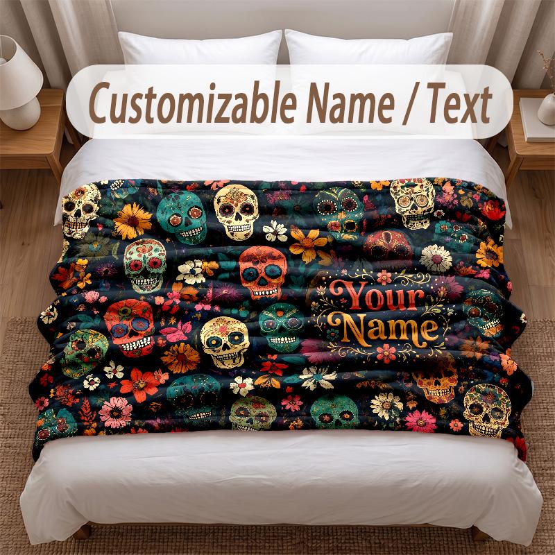 Celebration Theme Soft Blanket Personalized Custom Name Text Print Warm Blanket Home Sofa Bedroom Decor