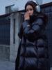 Black Gold Couple's High-End Hooded Long Down Jacket - Unisex, Over-the-Knee, Winter Warmth
