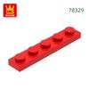 Non-Toxic 124Pcs/Lot Plate 1X5 Holes Block Moc Color Accessories Compatible With 78329 Brick Diy Children Toy Assembly Parts