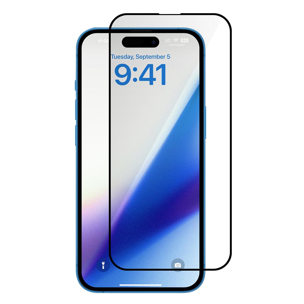 

Для iPhone 15 Pro Max Загартоване скло Плівка з шовкографією Повне покриття Діамантова обрізка Краю Захисне скло, що не б ється Type A